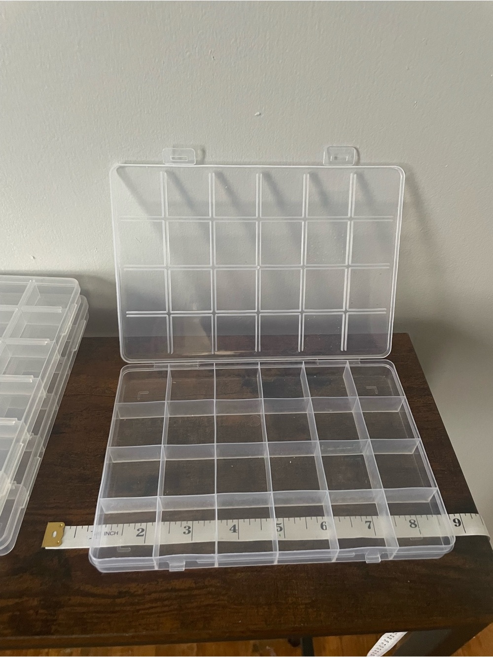 3 Clear Plastic Compartment Organizer Boxes